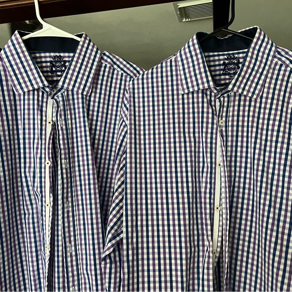 English Laundry Men's Checkered Shirt - Blue and Purple